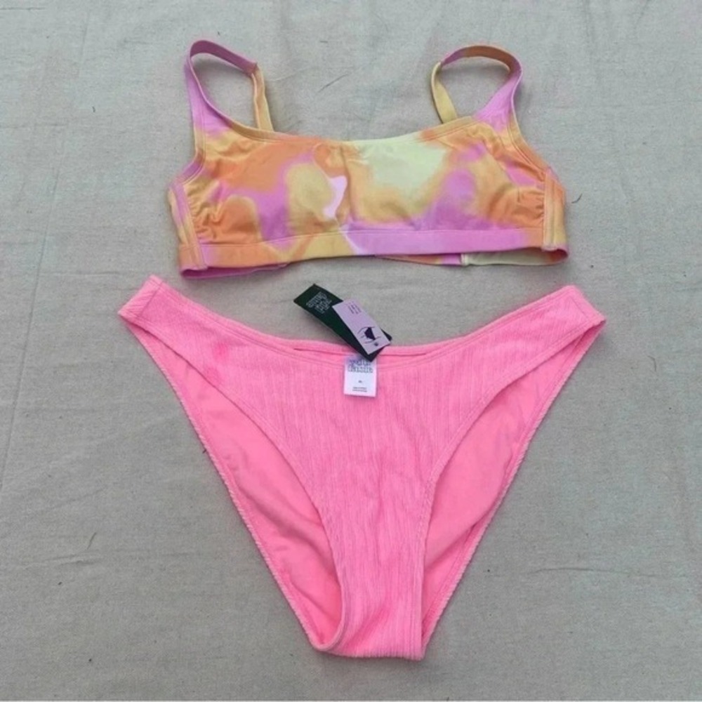 Wild fable, pink, bikini, bottom, painting, yellow top bottom is an XL top is 1X